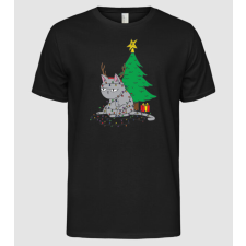 Pólómánia Karácsonyfa égőbe gabalyodó Cica - Férfi Alap póló férfi póló