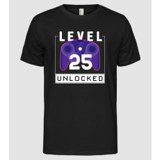 Pólómánia Level 25 Unlocked Gamer Születésnap - Férfi Alap póló
