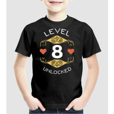 Pólómánia Level 8 Unlocked Gamer póló - Uniszex Gyerek Póló