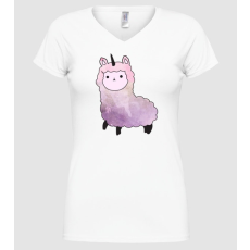 Pólómánia Llamacorn cutie - Női V nyakú Póló