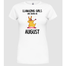Pólómánia Llamazing girls are born in august black - Női Kerek nyakú Póló női póló