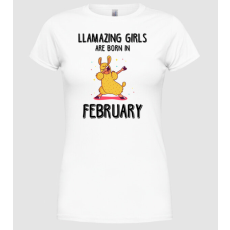 Pólómánia llamazing girls are born in february black - Női Kerek nyakú Póló