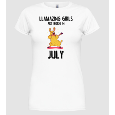 Pólómánia Llamazing girls are born in july black - Női Kerek nyakú Póló