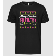 Pólómánia Merry Christmas Ya Filthy Animal - Férfi Alap póló férfi póló