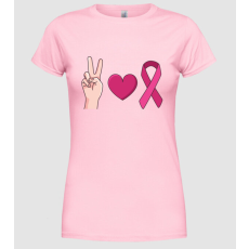 Pólómánia Peace Love Mellrák elleni küzdelem - Női Kerek nyakú Póló