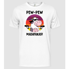 Pólómánia Pew Pew Madafakas Tehén white - Férfi Alap póló férfi póló