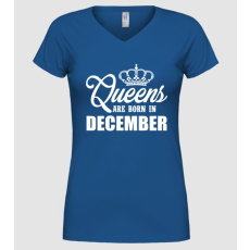 Pólómánia queens december - Női V nyakú Póló