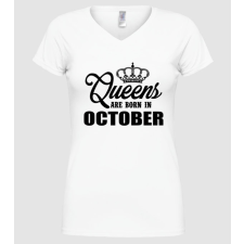 Pólómánia queens october - Női V nyakú Póló női póló