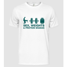 Pólómánia Sex, weights and protein shakes - Férfi Alap póló férfi póló