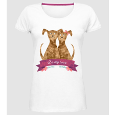 Pólómánia Szerelmes kutyusok - Női Prémium Kerek Nyakú póló női póló