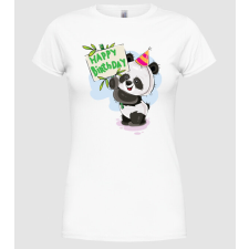 Pólómánia Szülinapos panda - Női Kerek nyakú Póló női póló