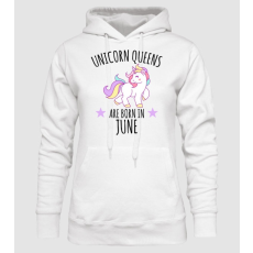 Pólómánia Unicorn queens are born in - June - Női Kapucnis Pulcsi
