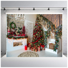 Polyester fotó háttér. Karácsonyi stúdió háttér 210cm x 250cm plsd-645 háttérkarton