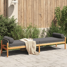  polyrattan akácfa kerti pad szürke párnával kerti bútor