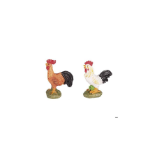  Polyresin kakasok, egy barna és egy fehér.  Mérete: 30x40x15 mm dekorációs kellék