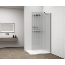 Polysan ESCA BLACK MATT Walk-in zuhanyfal, falra szerelhető, flutes üveg, 900mm kád, zuhanykabin