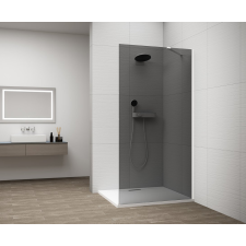 Polysan ESCA WHITE MATT Walk-in zuhanyfal, falra szerelhető, füst üveg, 1100mm kád, zuhanykabin
