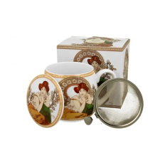  Porcelán bögre tetővel és fém szűrővel -  430ml - Mucha: Topáz bögrék, csészék