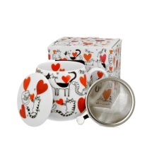  Porcelán bögre tetővel, fém szűrővel - 430ml - Serca bögrék, csészék