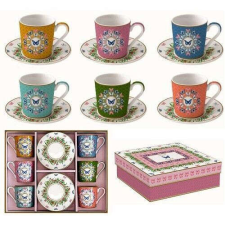 Porcelán eszpresszócsésze+alj 6 személyes,100ml, dobozban, Coffee Mania, Spring Parade bögrék, csészék