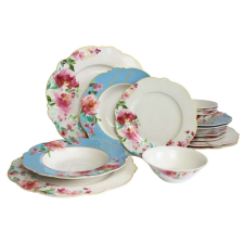 Porcelán étkészlet Summer 16db tányér és evőeszköz