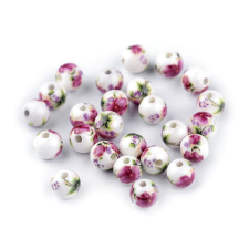  Porcelán gyöngyök virágokkal Ø8 mm gyöngy