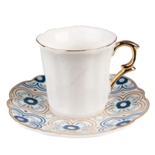  Porcelán kávéscsésze+alj 95ml, fehér-kék-arany bögrék, csészék