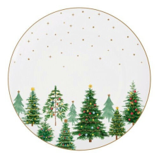 Porcelán lapostányér 27cm, Festive Trees tányér és evőeszköz
