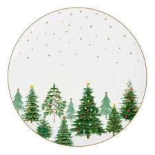  Porcelán lapostányér 27cm, Festive Trees tányér és evőeszköz