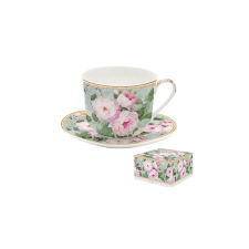 Porcelán reggelizőcsésze+alj 400ml dobozban,Roses in Bloom bögrék, csészék