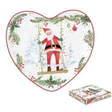 Porcelán szívtálca 20x19cm, dobozban, Joyful Santa konyhai eszköz