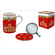  Porcelán szűrősbögre tetővel,350ml, dobozban, Fancy Gingerbread bögrék, csészék