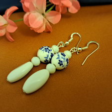  Porcelán virág fülbevaló 4 cm-es /997/ fülbevaló