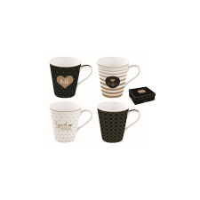 Porcelánbögre 4db-os 300ml, dobozban, Coffe Mania,Good Morning bögrék, csészék