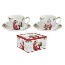 Porceláncsésze+alj 240ml, 2 személyes, dobozban, Santa Is Coming bögrék, csészék