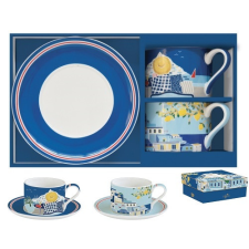 Porceláncsésze+alj 240ml, 2 személyes, dobozban, Sea Dreams, Atmosphere bögrék, csészék