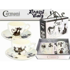Porceláncsésze+ alj,250ml,2 személyes szett, fekete macskás bögrék, csészék