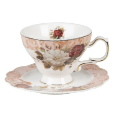Porceláncsésze+alj rózsás 12x10x7/15cm/200ml bögrék, csészék