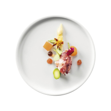 Pordamsa "Diana" lapos tányér, átmérő: 120 mm tányér és evőeszköz