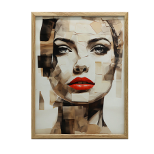  PORTRÉ PIROS JEGYZETTEL FALRA FA KERETBEN 50x70 CM grafika, keretezett kép