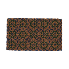 Portugál mintás nagyméretű kókuszrost lábtörlő, zöld-kék 75x45 cm lakástextília