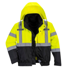 Portwest 3 az 1-ben Hi-Vis prémium bomberkabát XXL sárga láthatósági ruházat