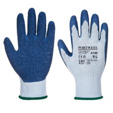 Portwest A100 Mártott latex védőkesztyű (8/M) (szürke/kék)