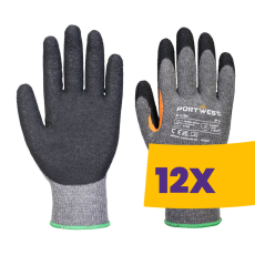 Portwest A106 Grip 10 Latex megerősített hüvelykujjas kesztyű szürke (Karton - 12 pár)