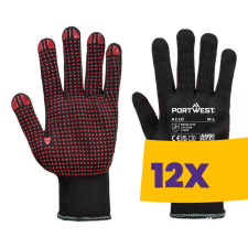 Portwest A110 Nylon PVC pontozott védőkesztyű fekete (Karton - 12 pár) védőkesztyű