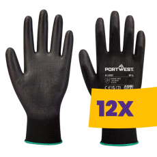 Portwest A120 Nylon védőkesztyű PU tenyérmártott fekete (Karton - 12 pár)