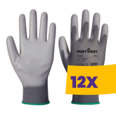 Portwest A120 Nylon védőkesztyű PU tenyérmártott szürke (Karton - 12 pár)
