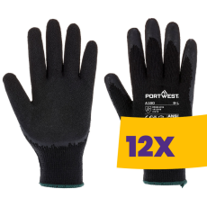 Portwest A150 Mártott latex munkavédelmi kesztyű (A100 öko verzió) fekete (Karton - 12 pár)