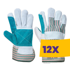 Portwest A230 Dupla tenyerű bőr védőkesztyű szürke (Karton - 12 pár)