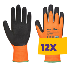 Portwest A340 Hi-Vis Grip mártott latex védőkesztyű narancs (Karton - 12 pár)
